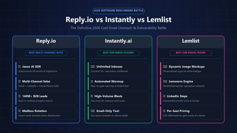 Reply.io vs Instantly vs Lemlist 2026 Comparison