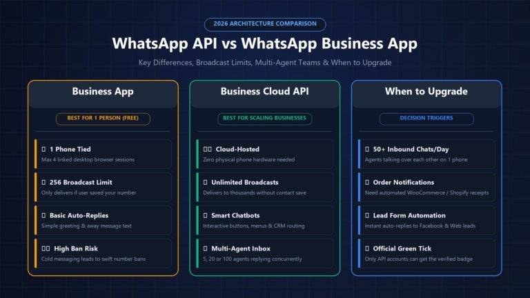 WhatsApp API vs WhatsApp Business App 2026